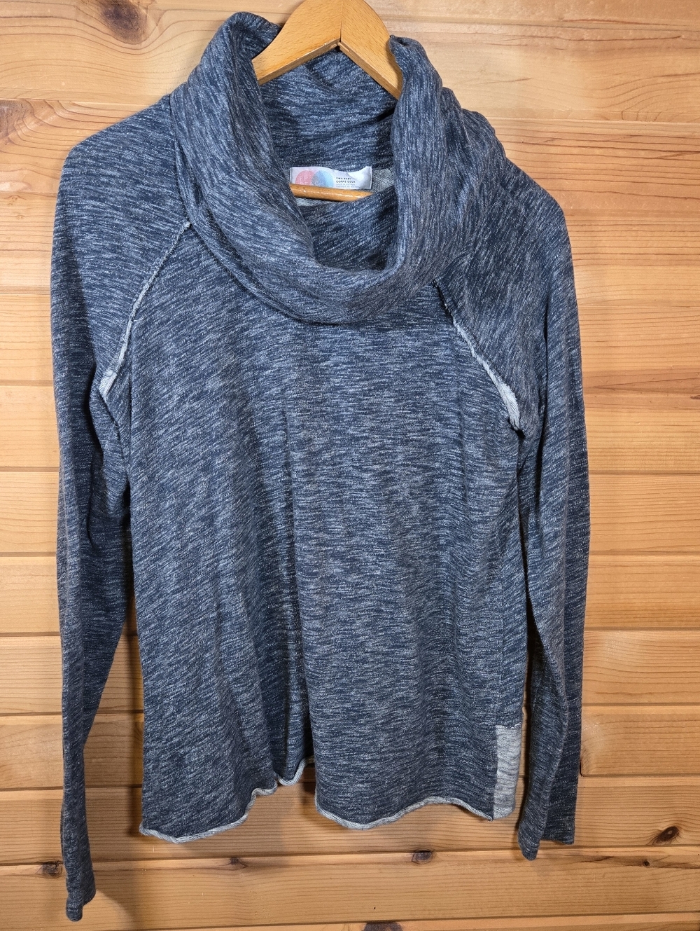 Free People Beach Cocoon Cowl Neck Two-Body Pullover Top Heathered Blue OS
